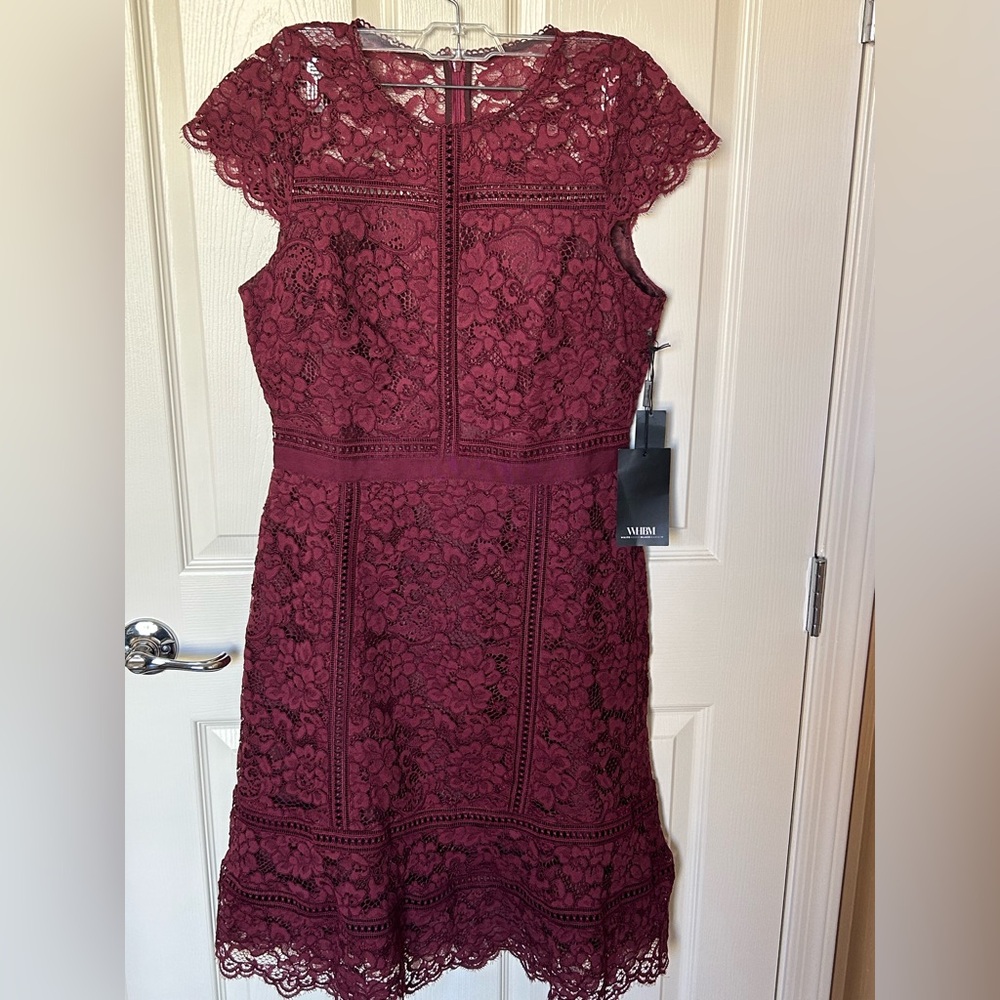White House Black Market Burgundy Lace Mini Dress, 8 NWT